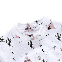 Boys White Graphic Printed Shirt with Shorts