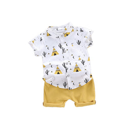 Boys Printed Shirt With Shorts Clothing Set