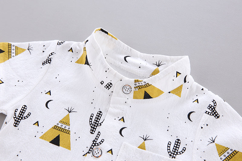 Boys Printed Shirt With Shorts Clothing Set