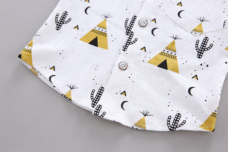 Boys Printed Shirt With Shorts Clothing Set