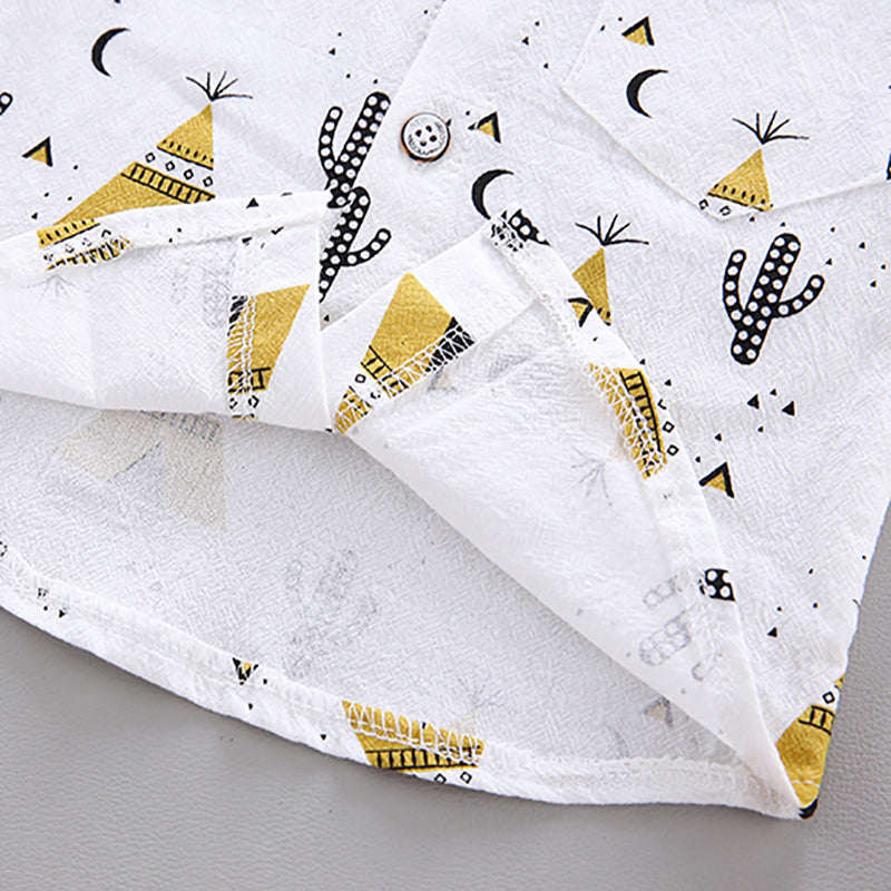 Boys Printed Shirt With Shorts Clothing Set