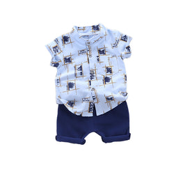 Boys Printed Shirt With Shorts Clothing Set
