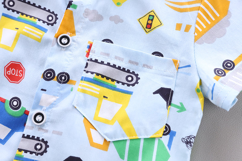 Boys Printed Shirt with Shorts
