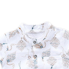 Boys White Graphic Printed Shirt with Shorts