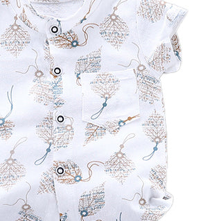 Boys White Graphic Printed Shirt with Shorts