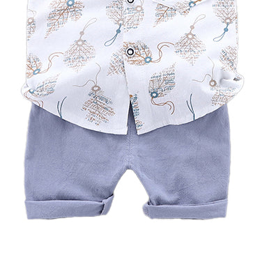 Boys White Graphic Printed Shirt with Shorts