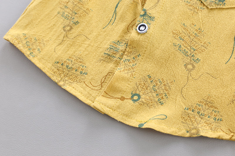 Boys Yellow Graphic Printed Shirt with Shorts
