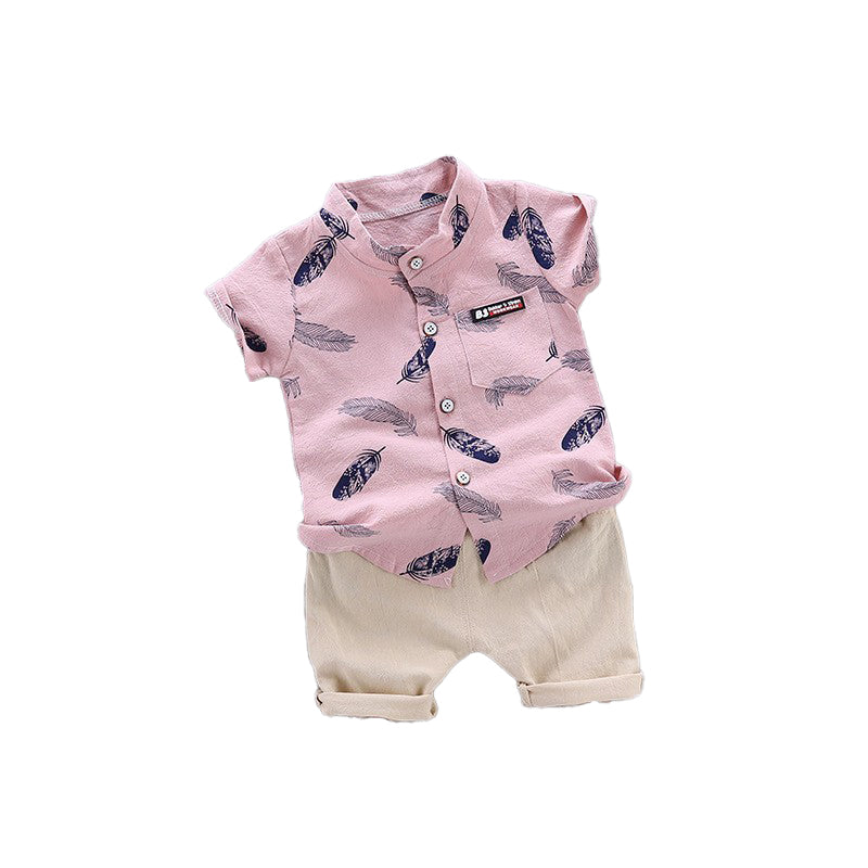 Boys Pink Graphic Printed Shirt with Shorts