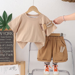 Solid T-shirt and Shorts Set