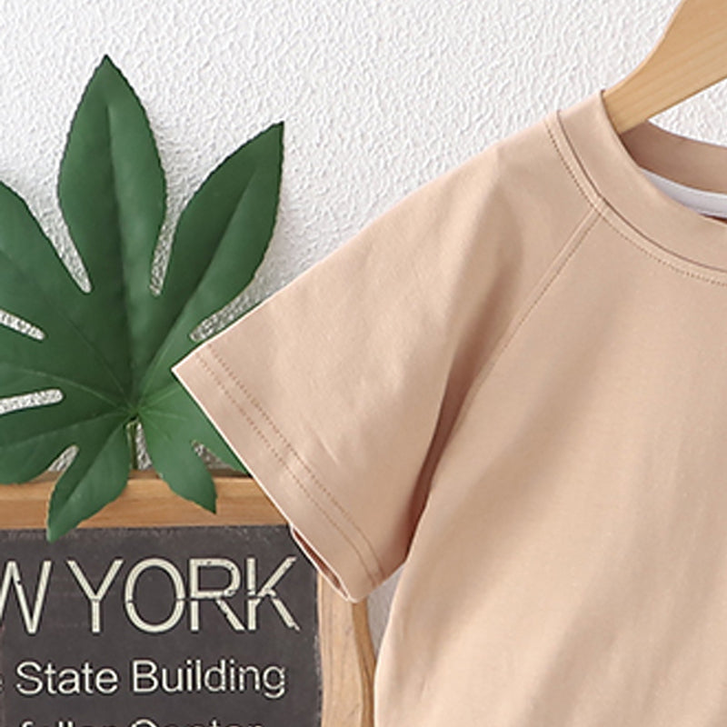 Solid T-shirt and Shorts Set