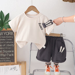 Solid T-shirt and Shorts Set