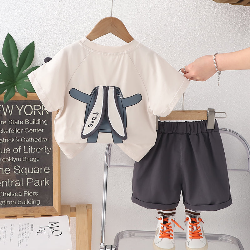 Solid T-shirt and Shorts Set