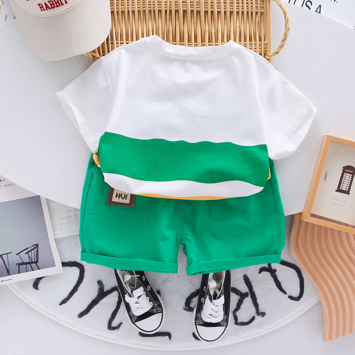 Boys Printed Round Neck T-shirt with Shorts