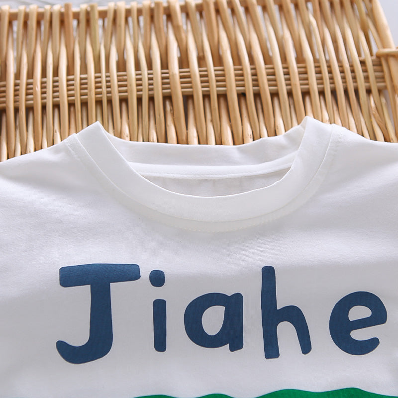 Boys Printed Round Neck T-shirt with Shorts