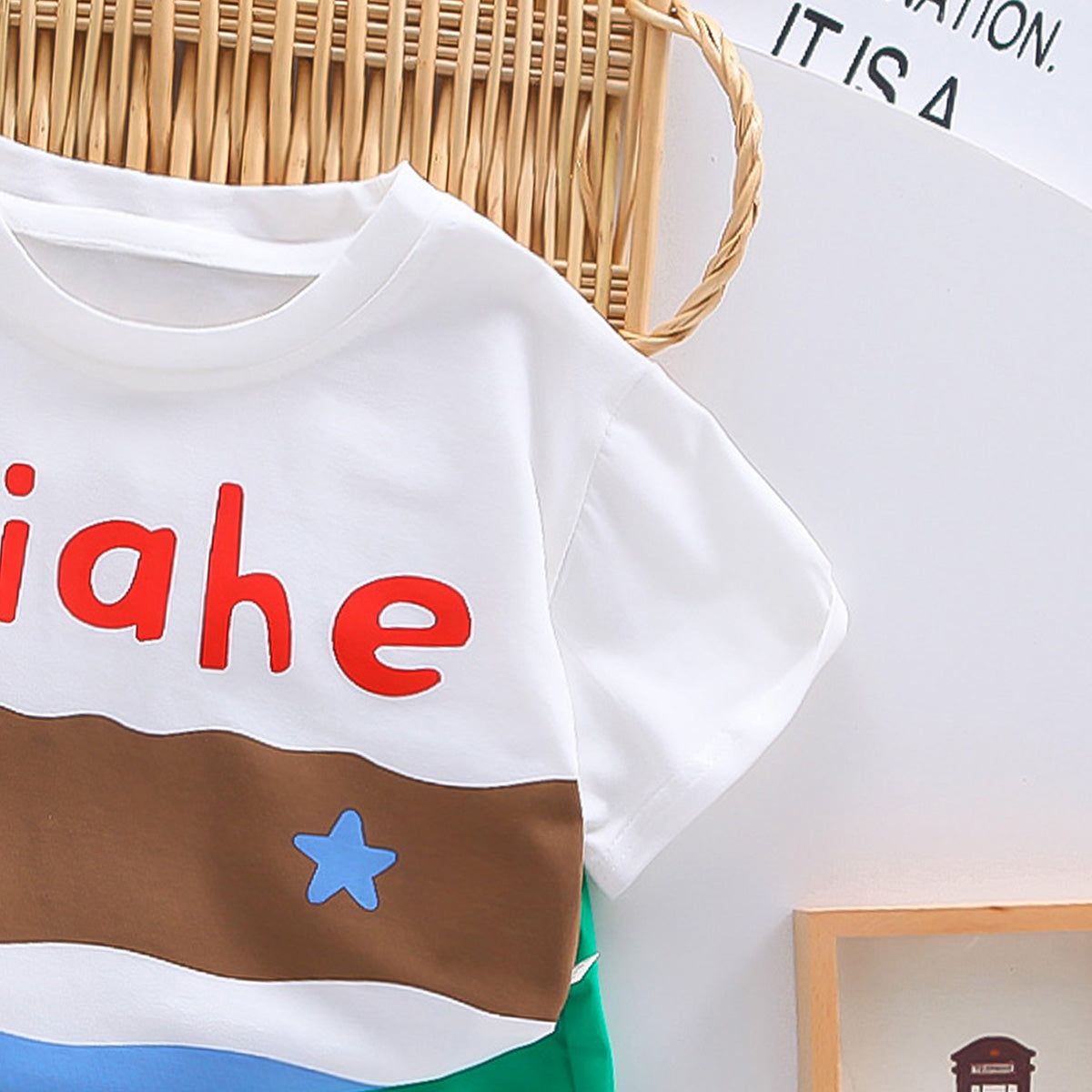 Boys Printed Round Neck Short Sleeves T-shirt With Shorts