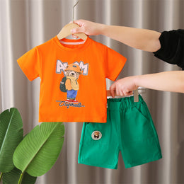 Boys Printed Round Neck T-shirt with Shorts