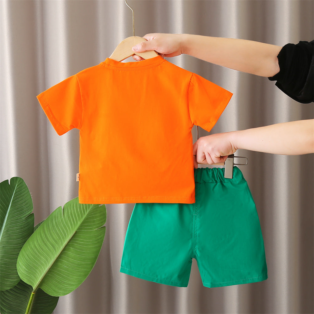 Boys Printed Round Neck T-shirt with Shorts