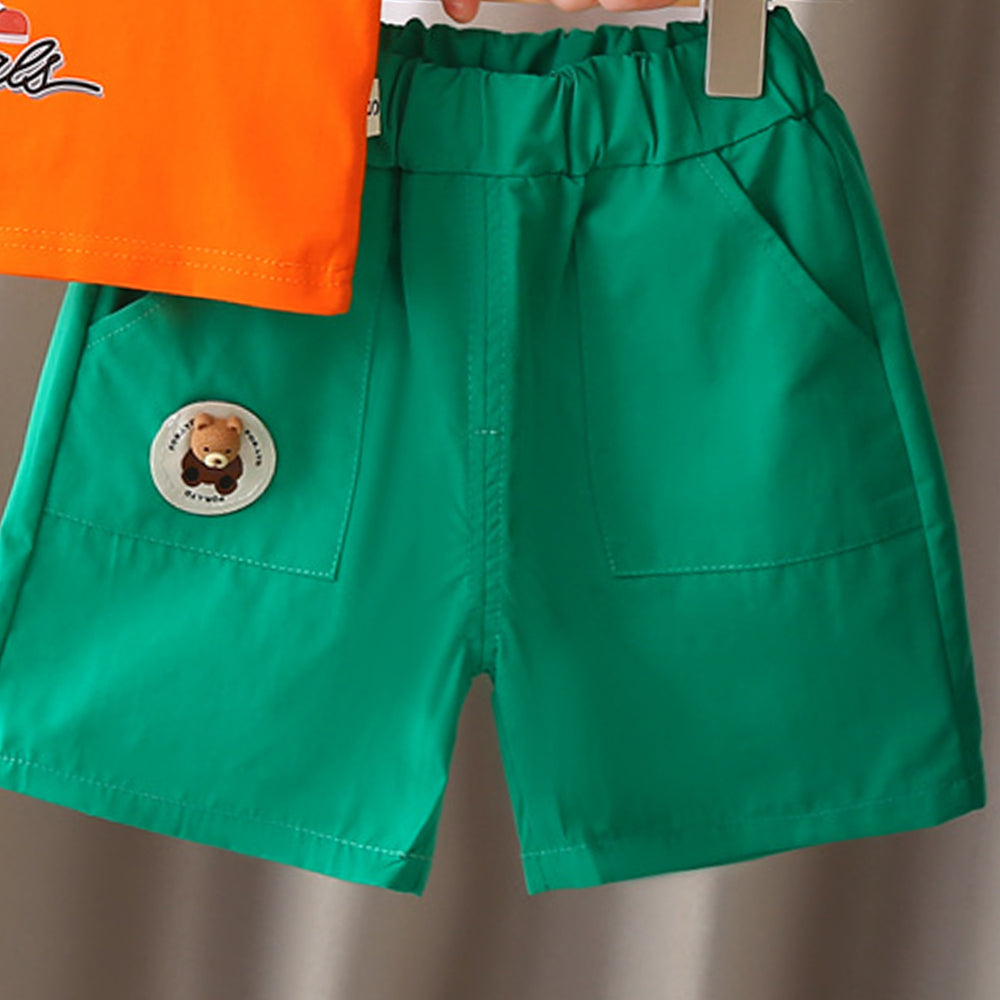 Boys Printed Round Neck T-shirt with Shorts