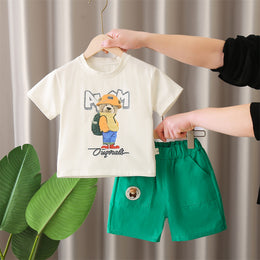 Boys Printed Round Neck T-shirt with Shorts