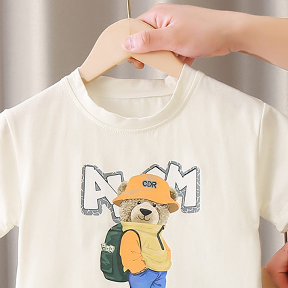Boys Printed Round Neck T-shirt with Shorts