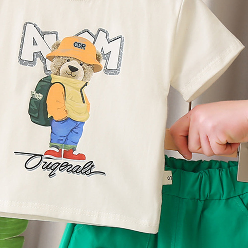 Boys Printed Round Neck T-shirt with Shorts