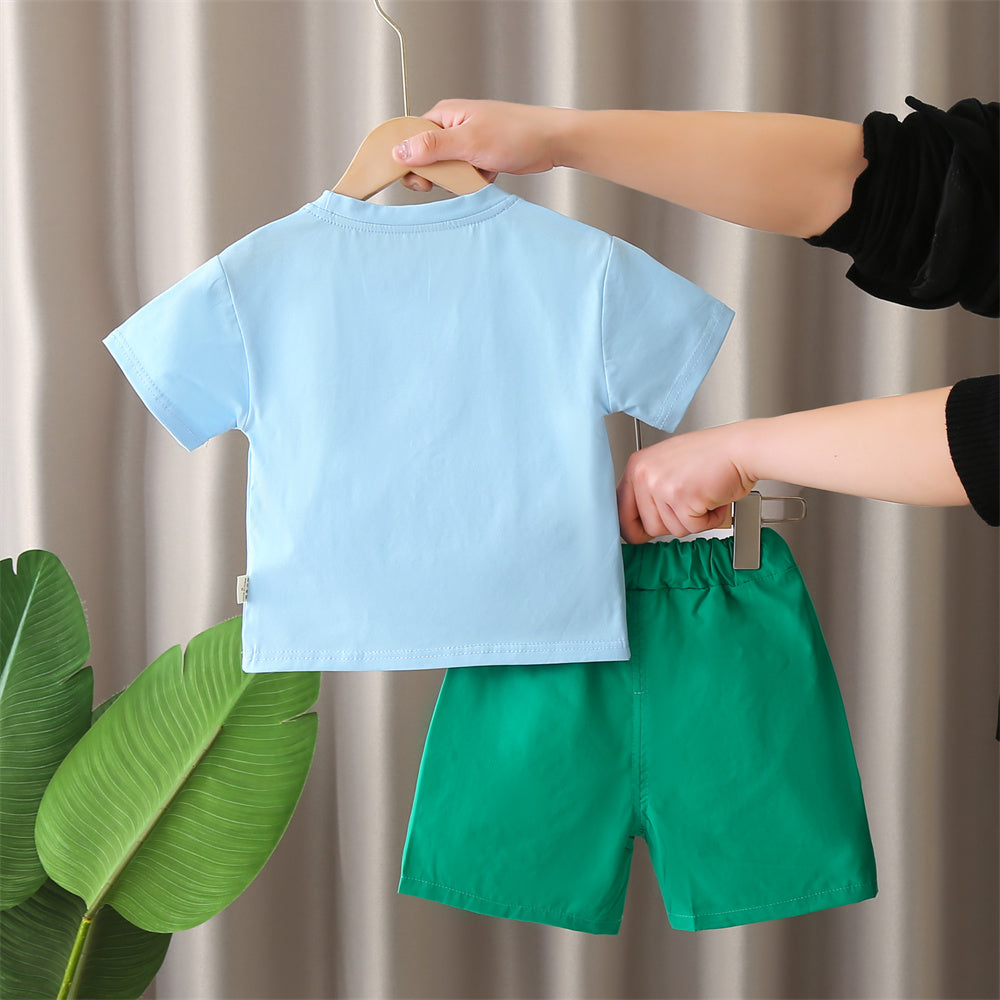 Boys Printed Round Neck T-shirt with Shorts