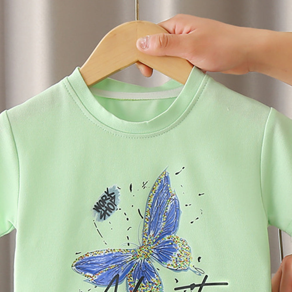 Girls Printed T-shirt with Shorts