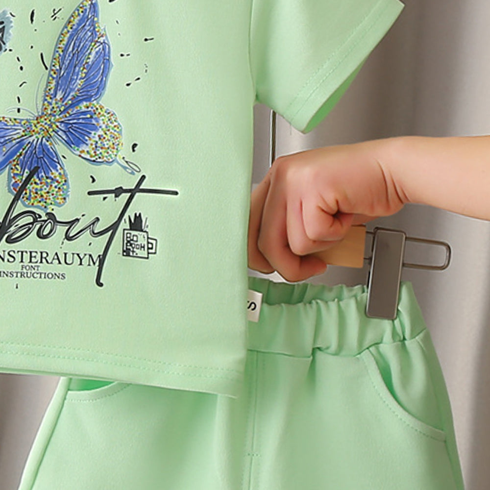 Girls Printed T-shirt with Shorts