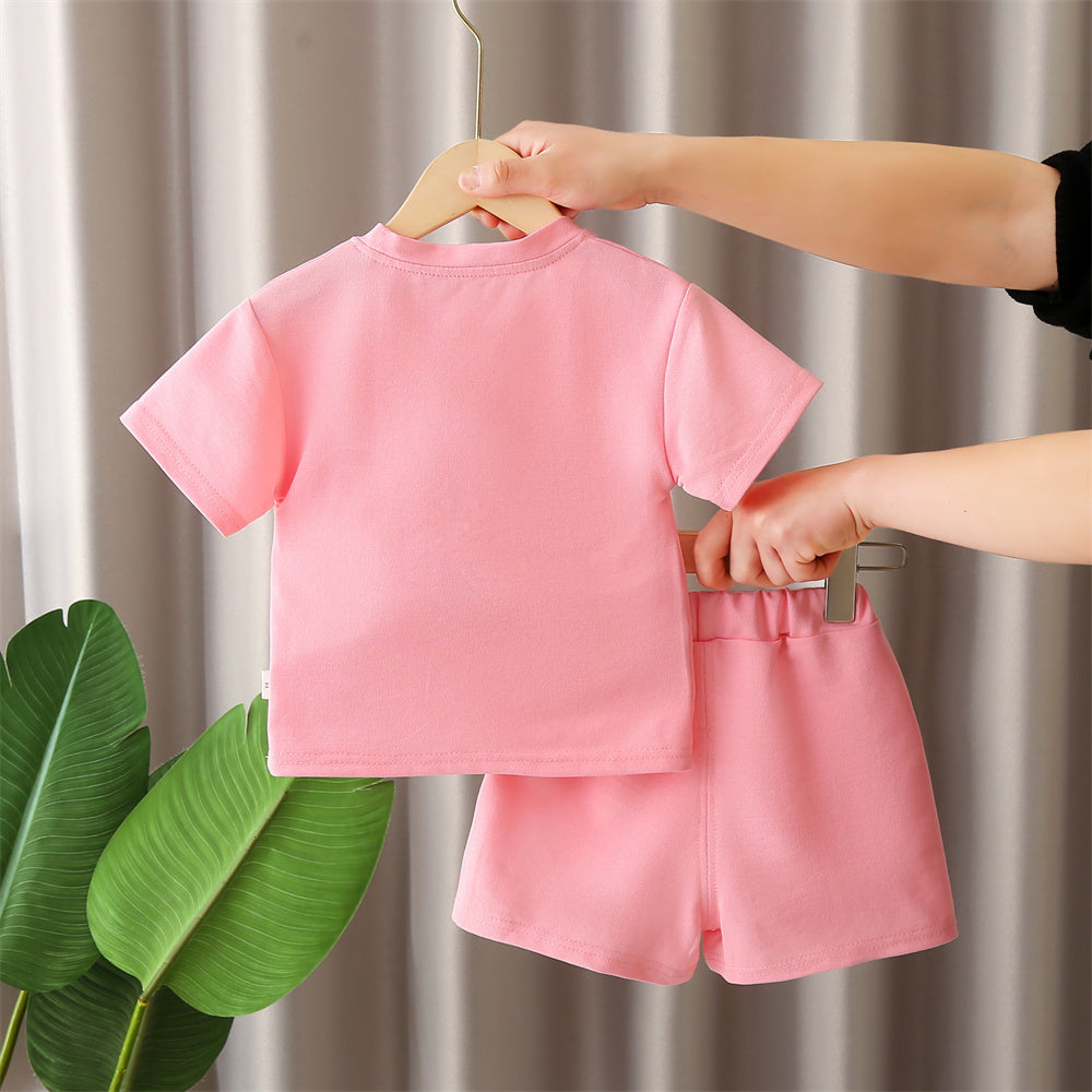 Girls Printed Round Neck T-shirt with Shorts