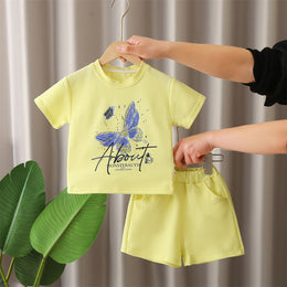 Girls Printed Short Sleeves T-shirt With Shorts