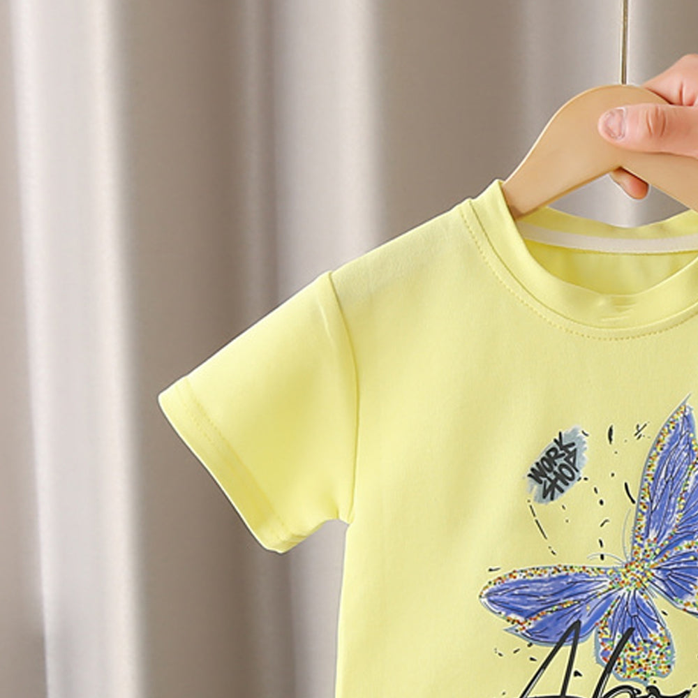 Girls Printed Short Sleeves T-shirt With Shorts