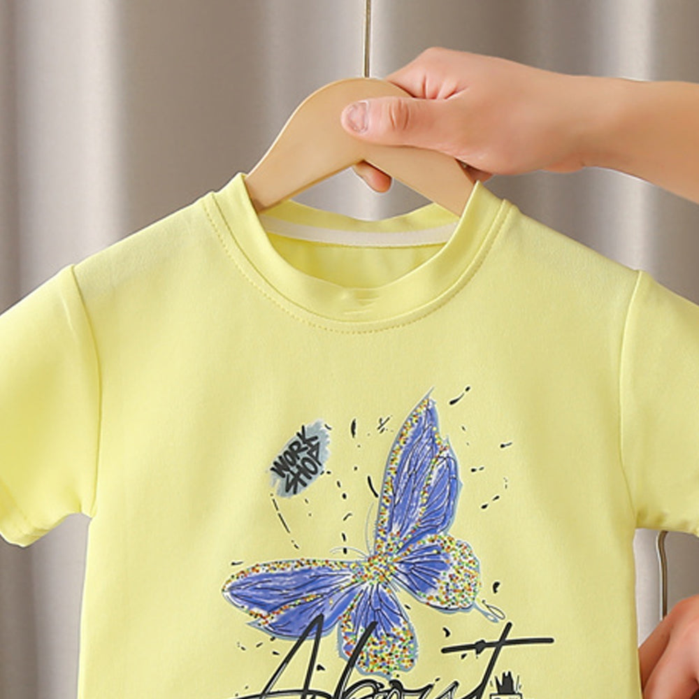 Girls Printed Short Sleeves T-shirt With Shorts