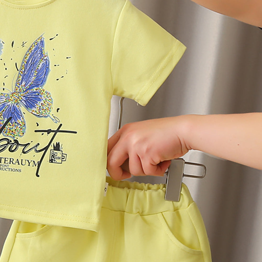 Girls Printed Short Sleeves T-shirt With Shorts