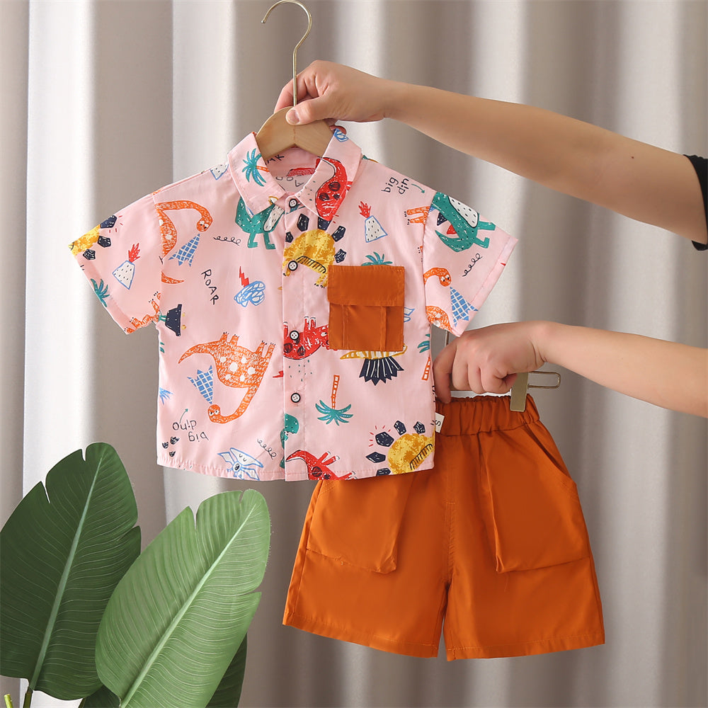 Boys Printed Short Sleeves Shirt With Shorts