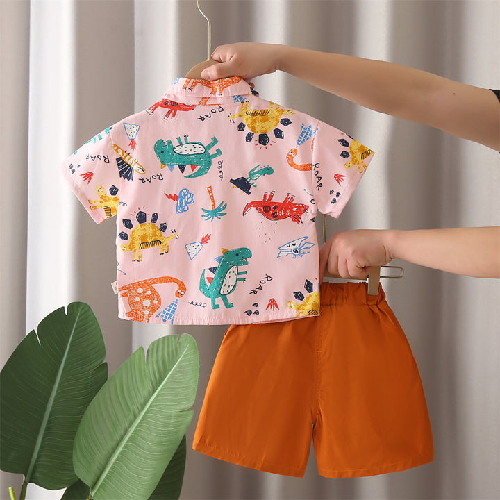Boys Printed Short Sleeves Shirt With Shorts