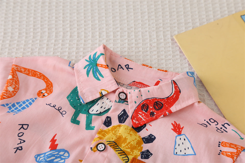 Boys Printed Short Sleeves Shirt With Shorts