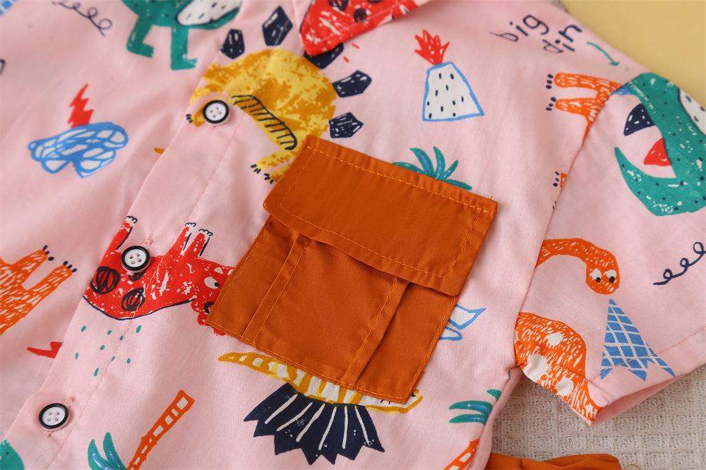 Boys Printed Short Sleeves Shirt With Shorts