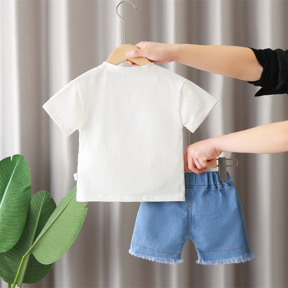 Girls Typography Printed Round Neck T-shirt With Shorts