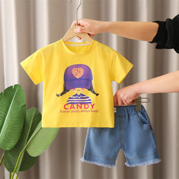 Girls Printed Short Sleeves T-shirt With Shorts