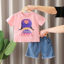 Girls Graphic Printed Round Neck T-shirt With Shorts