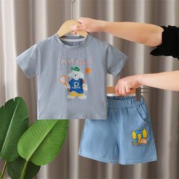 Boys Printed Round Neck T-shirt with Shorts
