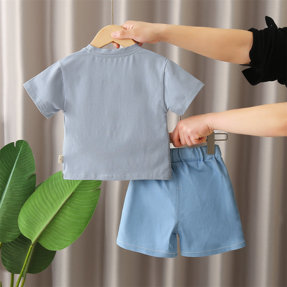 Boys Printed Round Neck T-shirt with Shorts