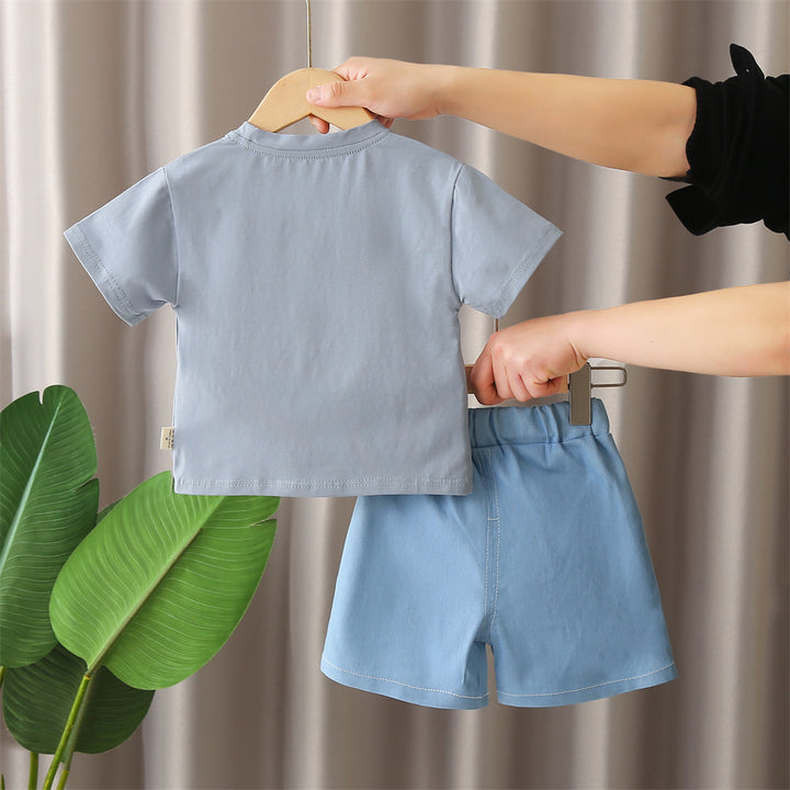 Boys Printed Round Neck T-shirt with Shorts