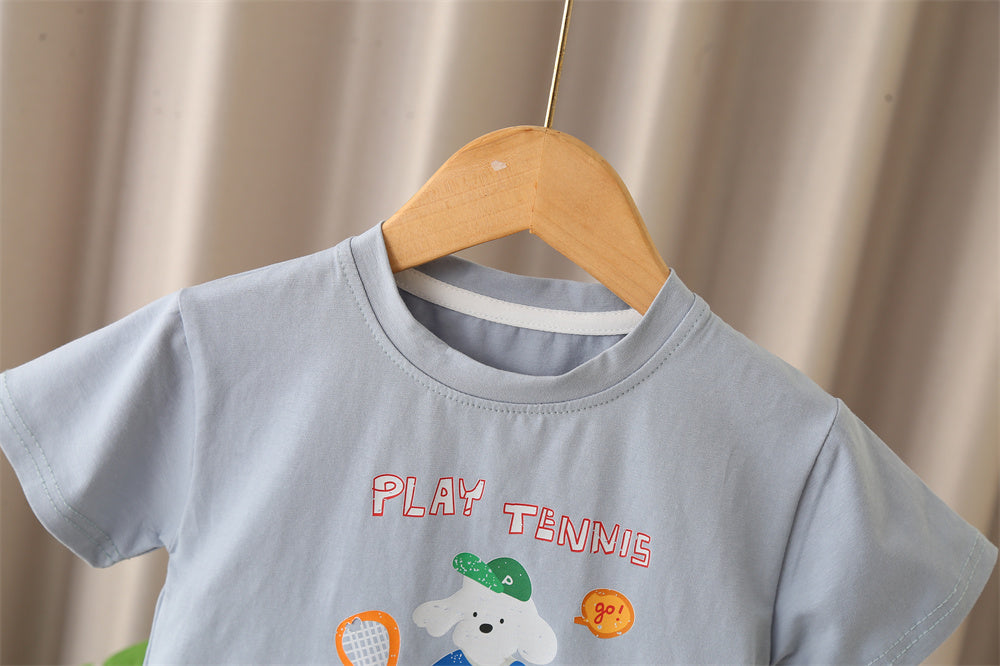 Boys Printed Round Neck T-shirt with Shorts
