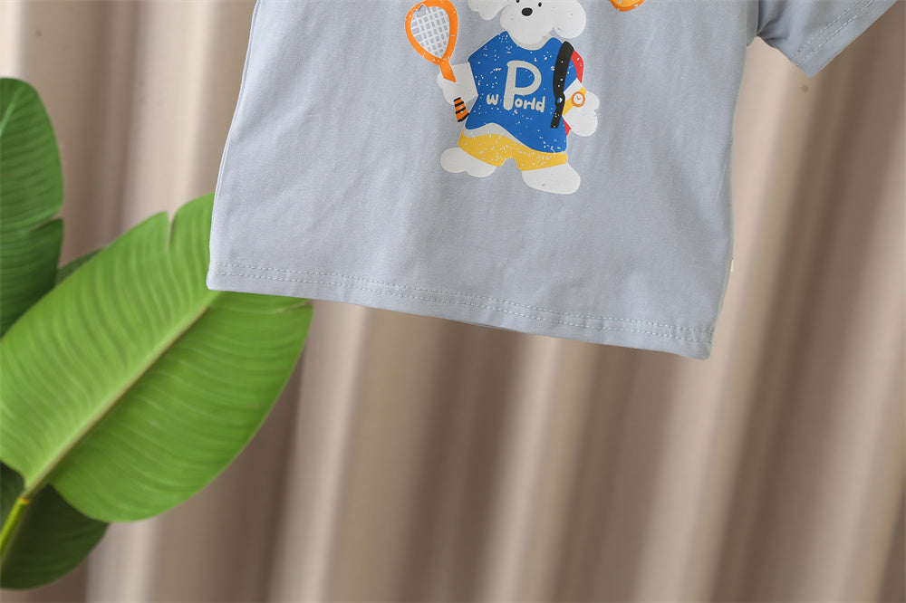 Boys Printed Round Neck T-shirt with Shorts
