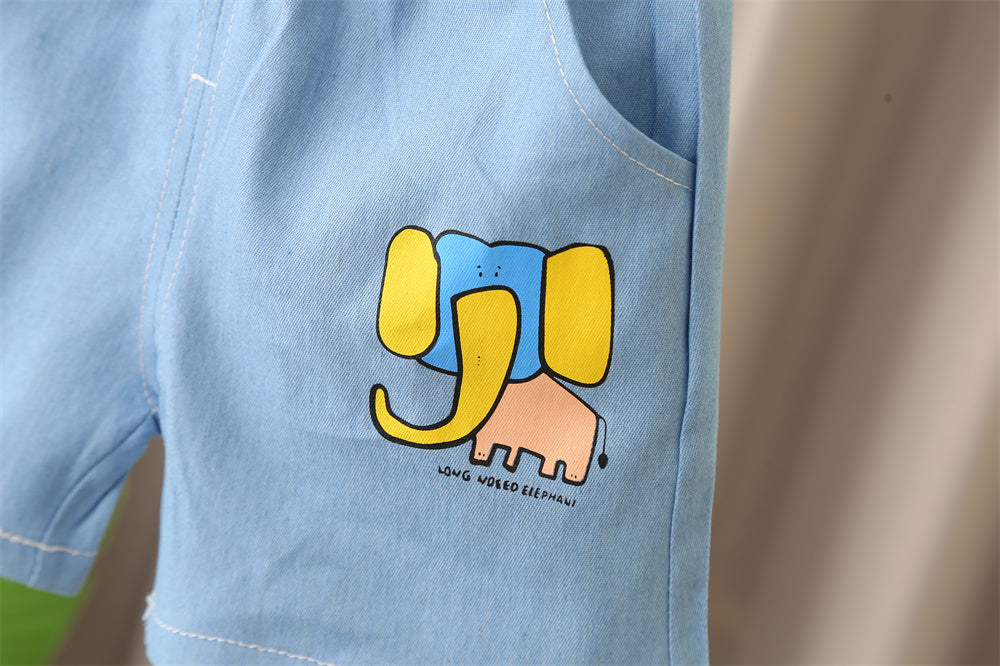 Boys Printed Round Neck T-shirt with Shorts