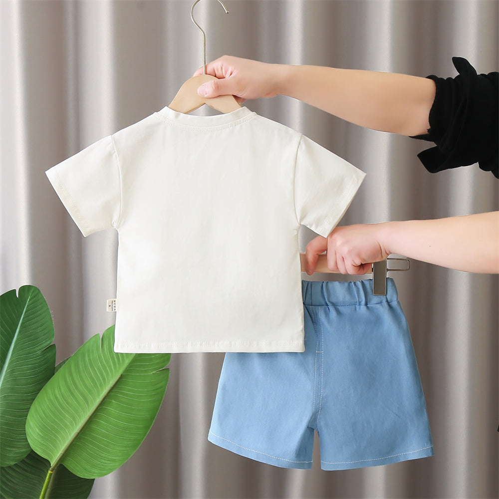 Boys Printed Round Neck Short Sleeves T-shirt With Shorts