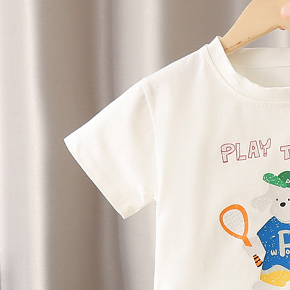 Boys Printed Round Neck Short Sleeves T-shirt With Shorts