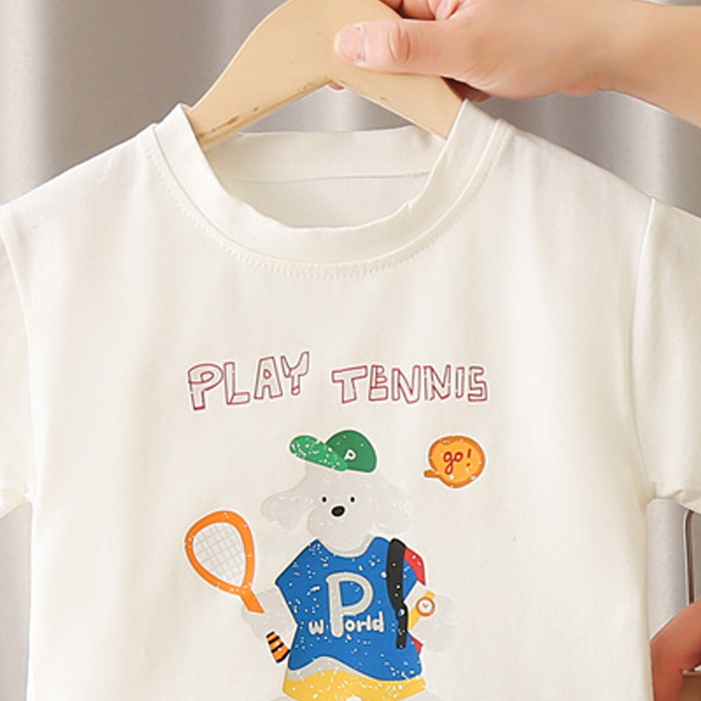 Boys Printed Round Neck Short Sleeves T-shirt With Shorts