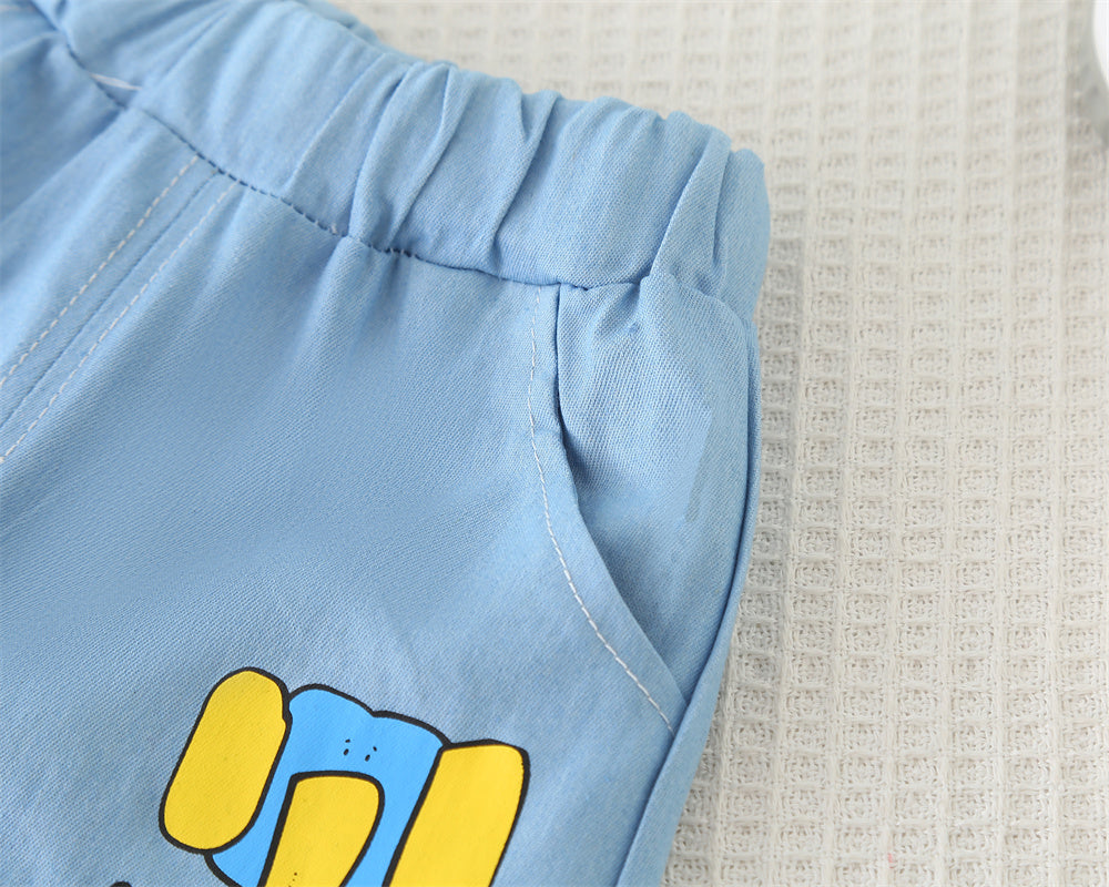Boys Printed Round Neck Short Sleeves T-shirt With Shorts
